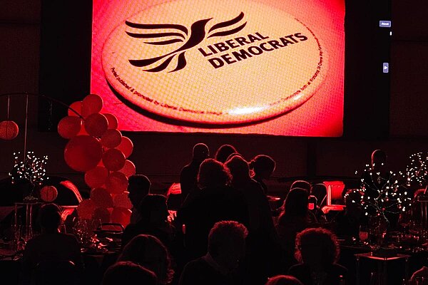 Picture of Lib Dem Badge Projected onto Wall