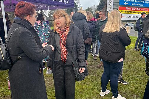 Sarah Gibson meets with striking staff